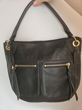 Fossil Karli SHB1191 Black Pebbled Leather Hobo Crossbody Bag 2015.